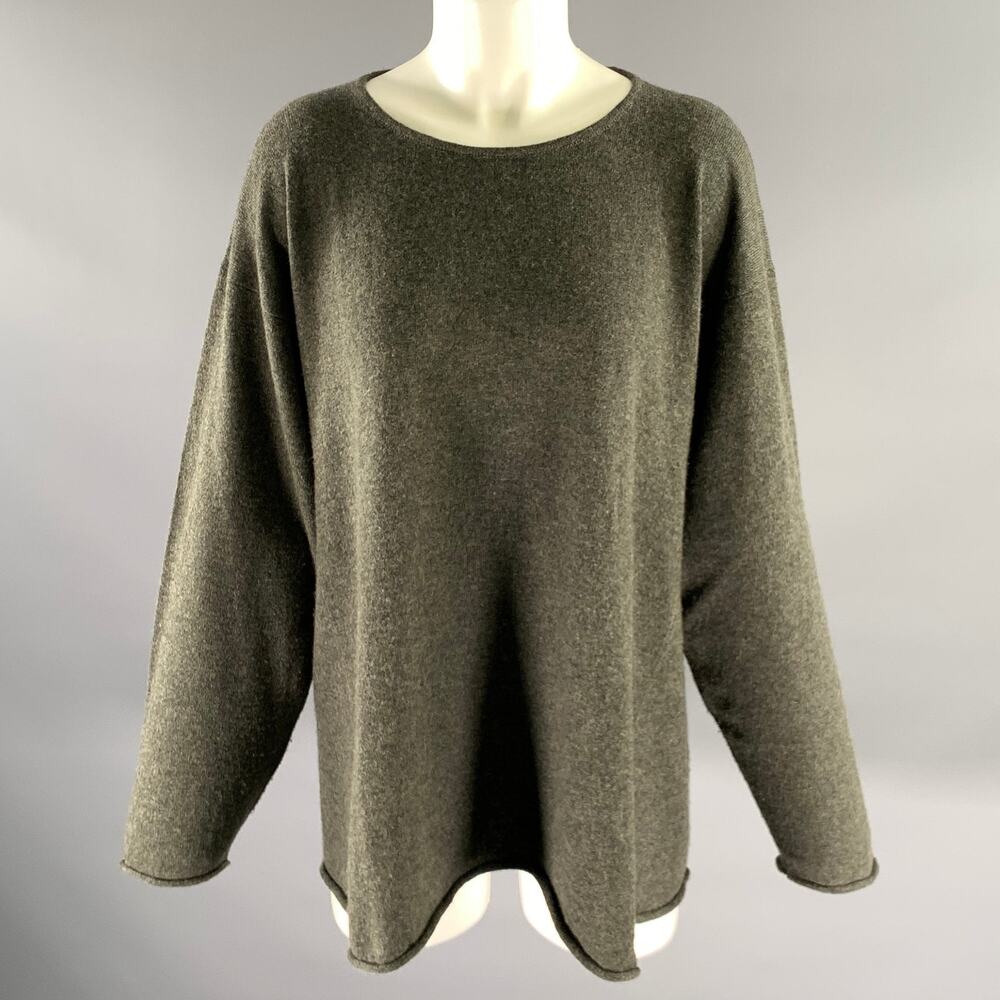 ESKANDAR Size M Grey Green Cashmere Sweater
